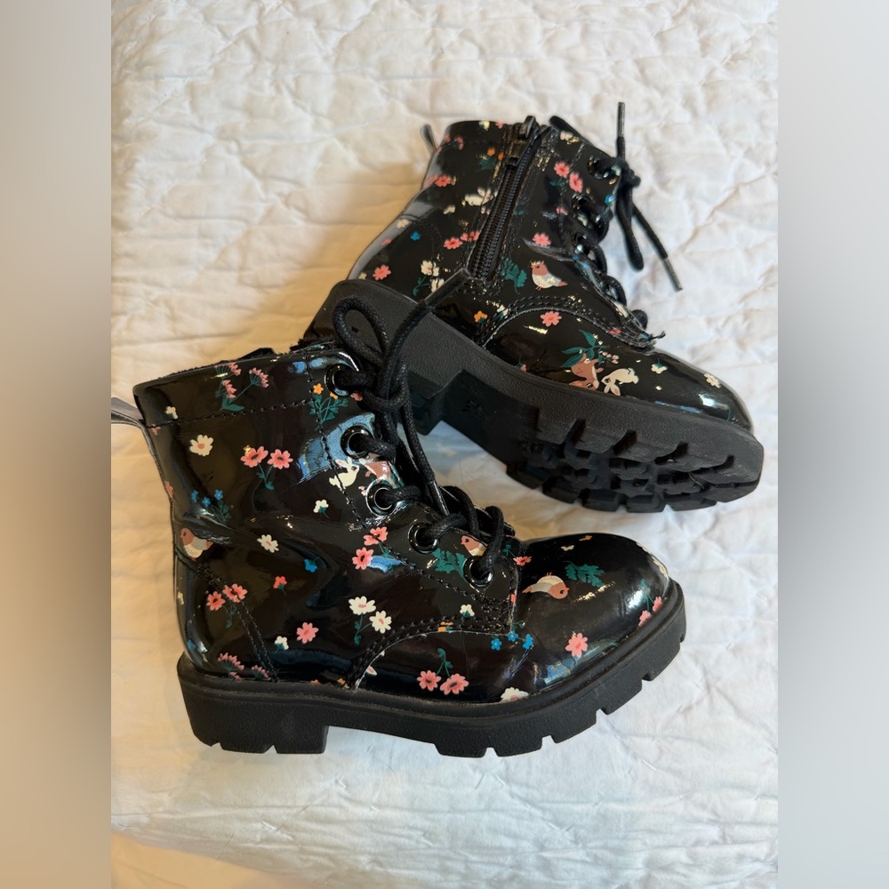 H&M Floral Combat Boots